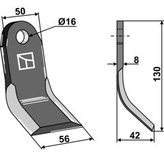 Fléau 130 x 42 x 8 mm pour broyeur FERRI 0901146 adaptable