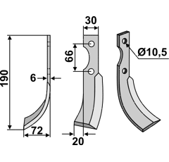 Fräsmesser Links 190 x 30 B.C.S.,Bertolini Nachbau