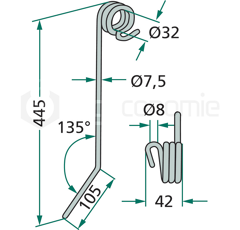 Dent 460 x 7,5 mm pour herse HATZENBICHLER 93008 adaptable