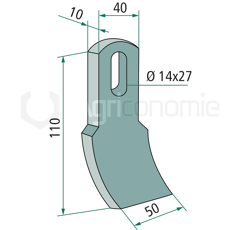 Fléau pour broyeur 110x40mm HYMACHadaptable 