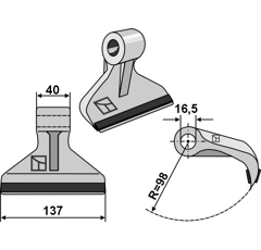 Marteau pour broyeur 137x40mm renforcé BERTI ML/0007 Adaptable Blacksteel©