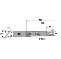 Dent de fourche 30 x 830 mm pour chargeur SAMSON adaptable