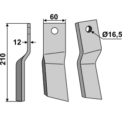 Rotorzinken,  A Links 210 x 60 Howard Nachbau