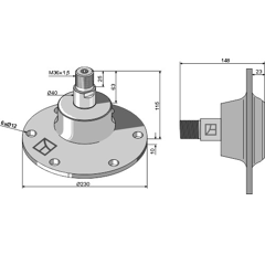Palier gauche complet pour déchaumeur LEMKEN 55510016 adaptable