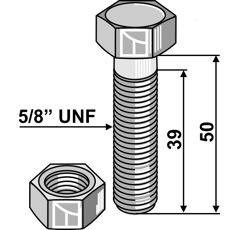 Bulón 5/8" UNF adaptable - BlackSteel©
