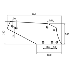 Versoir gauche bore pour charrue NAUD 031143G origine