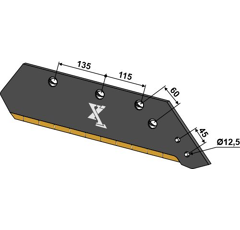 Wechselspitzenschar - 14" - rechts - Hartmetall