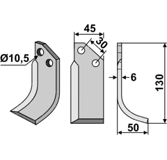 Fräsmesser Rechts 130 x 45 Badalini Nachbau
