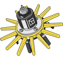 KIT étoiles à doigts jaune 240 mm pour bineuse adaptable - BlackSteel©