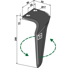 Dent gauche pour herse rotative CELLI 622718 adaptable - Blacksteel©