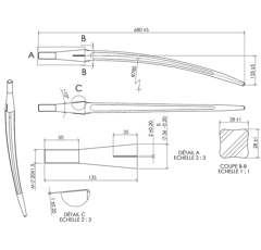 Dent de fourche 680 mm pour chargeur JOHN DEERE adaptable