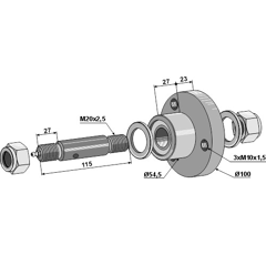 Palier coulissant pour charrue KVERNELAND 31-0094 adaptable