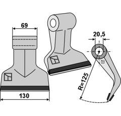 Marteau pour broyeur 130x69mm renforcé SAUERBURGER 10024 Adaptable Blacksteel©