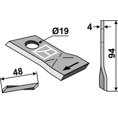 Cuchilla rotativa derecha para segadora BCS TRACTORS 58031192 adaptable - BlackSteel©
