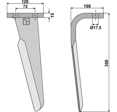 Dent gauche pour herse rotative CELLI 6226041 adaptable - Blacksteel©