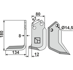Lame gauche pour Fraise/Rotavator BREVIGLIERI 0064818S adaptable -