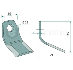 Couteau Y pour broyeur RÖLL 600613 adaptable 