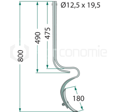 Dent 800 x 40 x 10 mm pour semoir adaptable