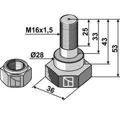 Boulon M16x1,5 x 43 pour broyeur adaptable - Blacksteel©