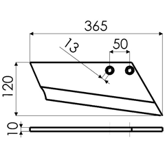 Soc à aile droite pour déchaumeur RAZOL 003489 adaptable