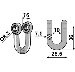 Schäkel 36 x 25,5 für Mulcher AGRIA – Nachbau  