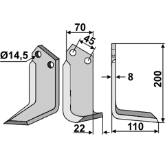 Fräsmesser, rechte Ausführung MAL07R Maletti Nachbau