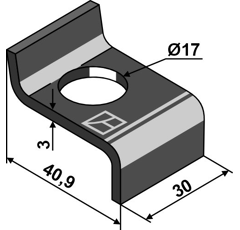 Sicherungsblech 40,9 x 30 mm für Mulcher KVERNELAND Nachbau  