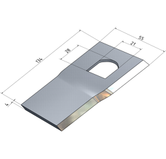 KM-Klinge links 134x55x4 mm LochØ: 28x21 mm 13800046N JF-Stoll Nachbau 