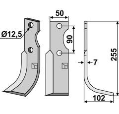 Lame droite pour Fraise/Rotavator BERTOLINI 12031 adaptable