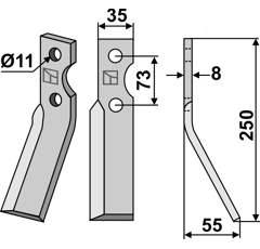 Fräsmesser rechts 250 x 55 x 8 mm SIMON - Nachbau