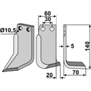 Fräsmesser Rechts 140 x 60 Pöttinger Nachbau