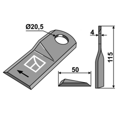 Couteau rotatif droit pour faucheuse KUHN K6804720 adaptable - Blacksteel©