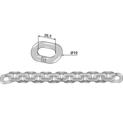 Chaîne 10 x 26,5 mm pour épandeur KRONE adaptable