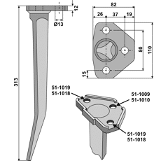 Kreiseleggenzinken - rechts / links RH44V RH  Amazone