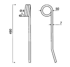 Peigne 490 mm pour herse étrille HATZENBICHLER 931127 - GW487 adaptable