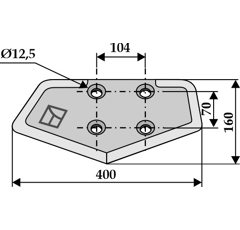 Couteau bêche pour autochargeuse VICON 700.04.808 adaptable - Blacksteel©