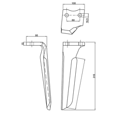 Dent droite pour herse rotative HOWARD 185506 adaptable