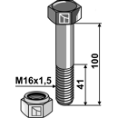 Boulon M16x1,5 x 100 pour broyeur adaptable - Blacksteel©
