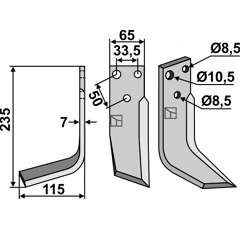 Fräsmesser 235x65mm, links - SE 1 C 62A | Fahr - Nachbau