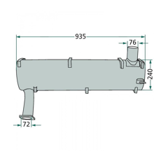 Silencieux d'échappement 935 mm CLAAS/RENAULT 7700013196 adaptable