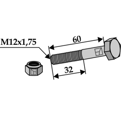 Boulon M12x1,75 x 60 pour broyeur SIMBA adaptable - Blacksteel©