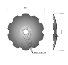 Disque crénelé ∅510x6 pour déchaumeur AMAZONE 990183 adaptable