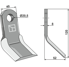 Fléau en Y 120 mm pour AGROMEC 3000323 adaptable