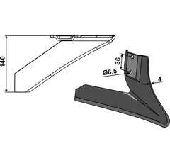 Lame gauche 140 mm pour bineuse MASCHIO / GASPARDO G23430039R adaptable - BlackSteel©