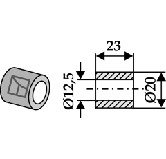 Entretoise 23x12,5 pour broyeur FERRI adaptable - Blacksteel©
