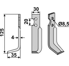 Fräsmesser Links 125 x 30 Bungartz Nachbau