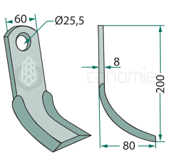Fléau 200 mm pour broyeur VIGOLO adaptable