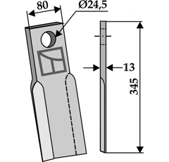 Couteau droit pour broyeur 345x80mm HYMACH adaptable - Blacksteel©