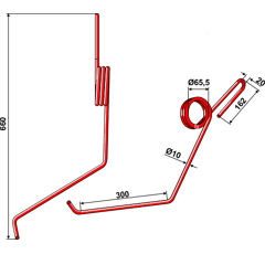 Griffe Ø10 x 660 mm pour semoir LEMKEN 3537054 adaptable 
