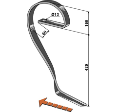 Schleppzinken rechts RAU E 17592 Nachbau